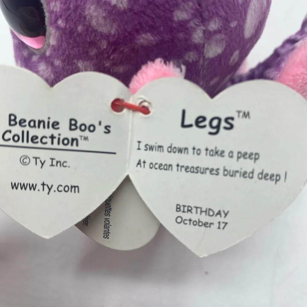 Ty Beanie Boos Legs the Octopus Style 36740 6” 15cm Beanie Baby Purple Pink